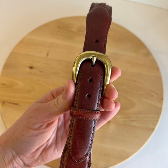 Vintage 90s Red Genuine Leather Weaved Gold Buckle Belt Size Small - Medium main image 9
